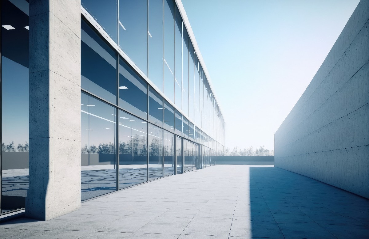 Moderne Architektur mit viel Glas von außen